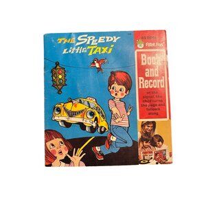 The Speedy Little Taxi 45 RPM Record & Book By Peter Pan Vintage 1976 Childrens